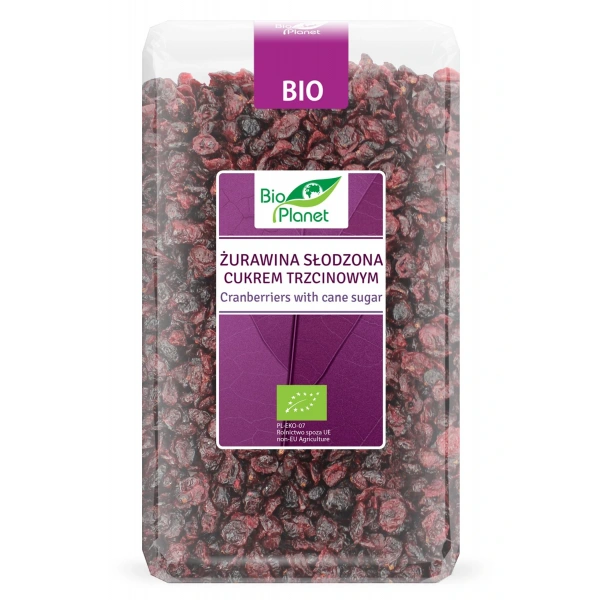 Bio planet żurawina słodzona cukrem trzcinowym bio 1 kg