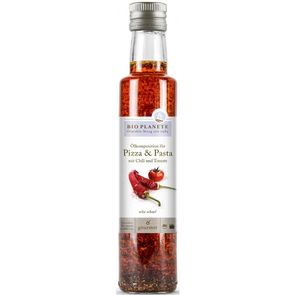 Bio planete olej do pizzy i makaronu o smaku chili i pomidora bio 250 ml