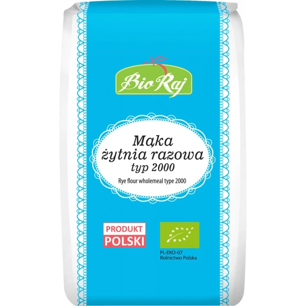 Bio raj mąka żytnia razowa typ 2000 bio (polska) 1 kg