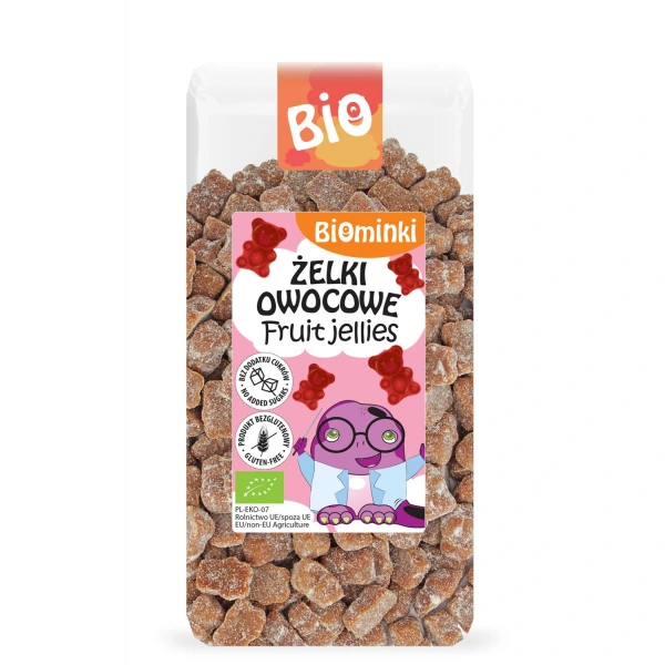 Biominki żelki owocowe bez dodatku cukrów bezglutenowe bio 400 g