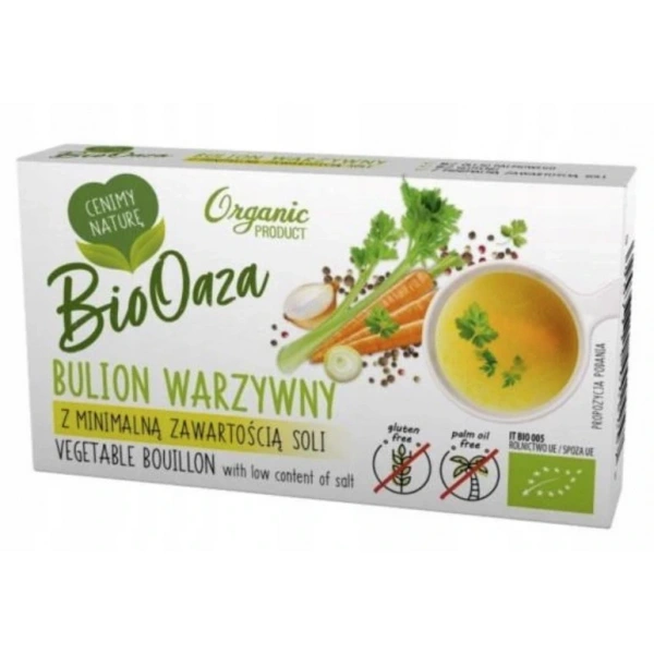 Biooaza Bulion Kostki Warzywne Niska Zawartość Soli Bezglutenowe BIO 60 g
