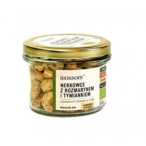 Biossom orzechy nerkowca z rozmarynem i tymiankiem bezglutenowe bio 120 g