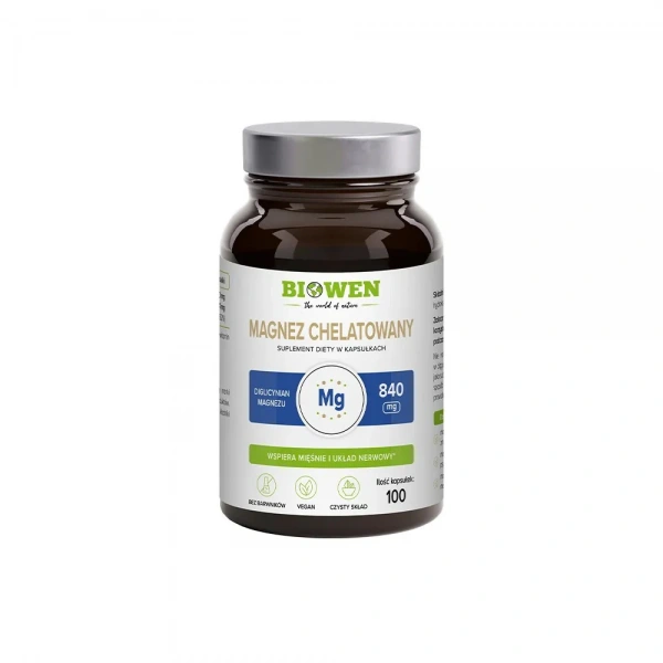 Biowen Magnez Chelatowany Diglicynian Magnezu 840 mg 100 kapsułek