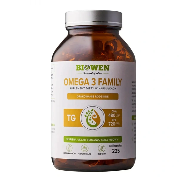 Biowen Omega 3 Family TG 720 mg EPA 480 mg DHA 225 kapsułek