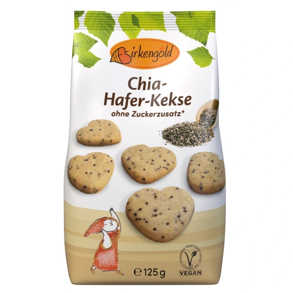 Birkengold ciastka owsiane z chia bez dodatku cukrów 125 g