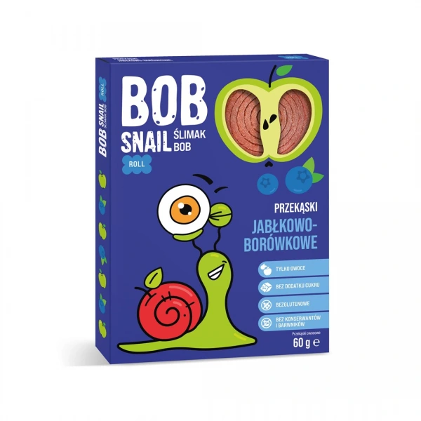Bob snail przekąska roll jabłko  borówka bez dodatku cukrów bezglutenowa 60 g