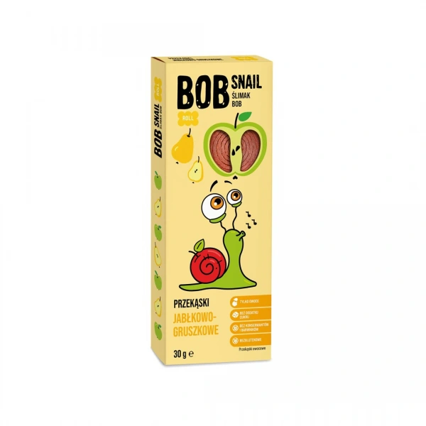Bob snail przekąska roll jabłko  gruszka bez dodatku cukrów bezglutenowa 30 g