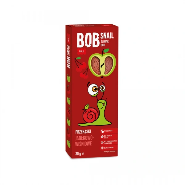 Bob snail przekąska roll jabłko  wiśnia bez dodatku cukrów bezglutenowa 30 g