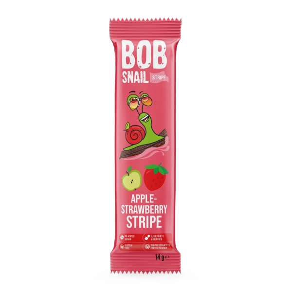 Bob snail przekąska stripe jabłko  truskawka bez dodatku cukrów bezglutenowa 14 g