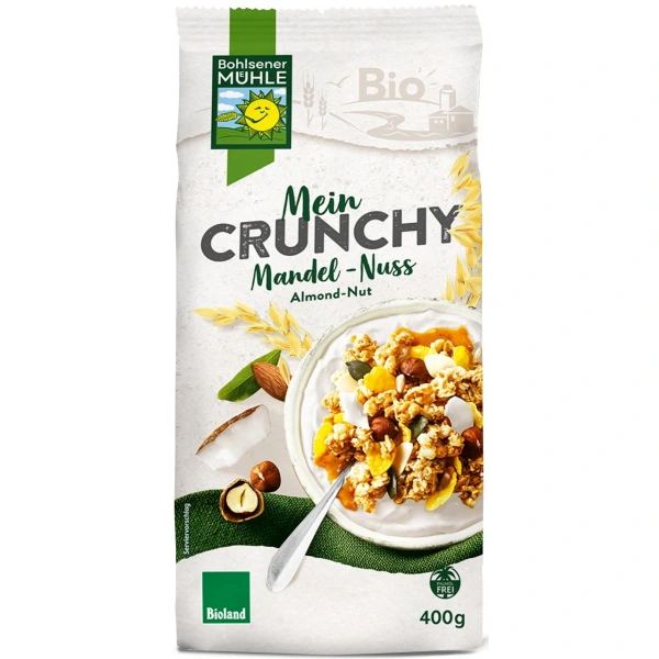 Bohlsener muehle crunchy orzechowe z prażonymi chipsami kokosowymi bio 400 g