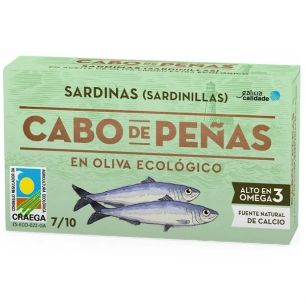 CABO DE PENAS Mini sardynki w ekologicznej oliwie z oliwek 85 g