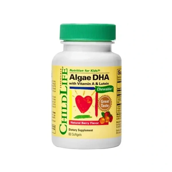 CHILDLIFE Algae DHA with Vitamin A & Lutein - DHA z alg + Witamina A + Luteina dla dzieci (60 kaps.)
