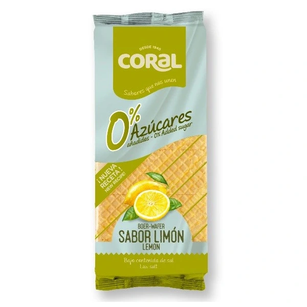 CORAL Wafle z kremem cytrynowym bez dodatku cukru 150 g