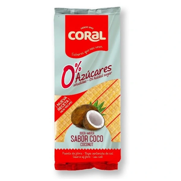 CORAL Wafle z kremem kokosowym bez dodatku cukru 150 g