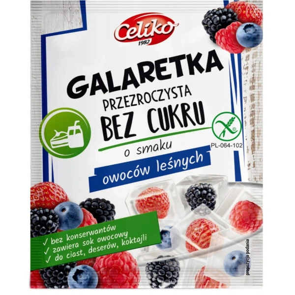Celiko Galaretka Przezroczysta Bez Cukru Smak Owoce Leśne Bezglutenowa 14 g