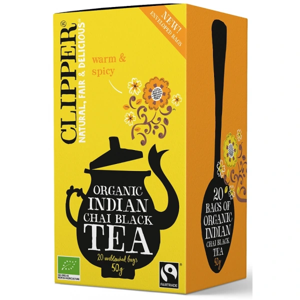 Clipper herbata czarna chai z cynamonem i goździkami fair trade bio (20 x 2,5 g) 50 g