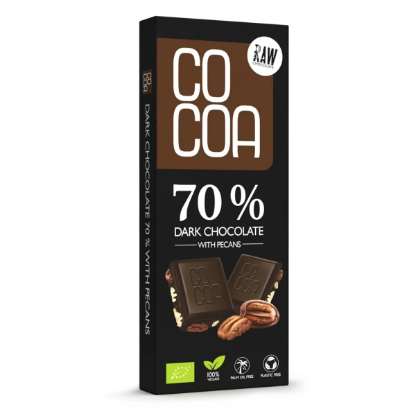 Cocoa czekolada ciemna 70 % z orzechami pekan bio 40 g