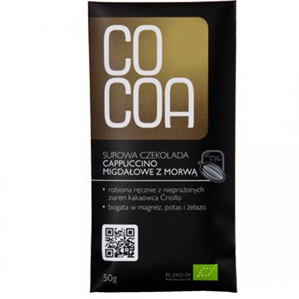 Cocoa czekolada surowa cappuccino migdałowe z morwą bio 50 g