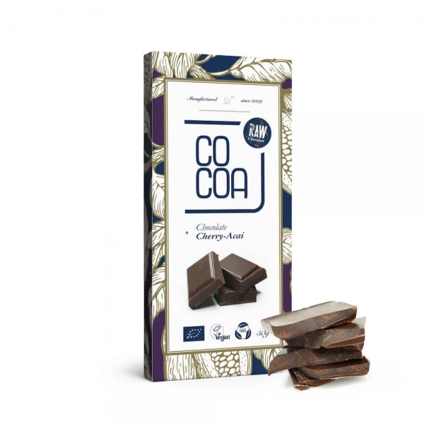 Cocoa czekolada surowa wiśnia  acai bio 50 g