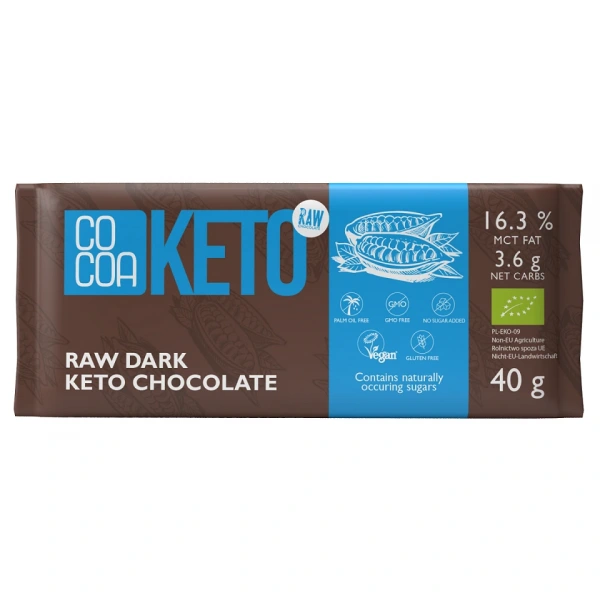 Cocoa czekolada z olejem mct bez dodatku cukrów bezglutenowa keto bio 40 g