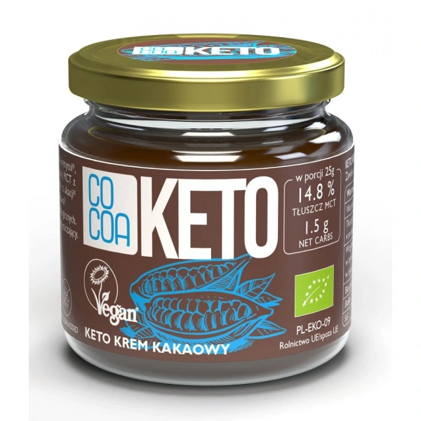 Cocoa krem migdałowo  kakaowy z olejem mct bez dodatku cukrów bezglutenowy keto bio 200 g