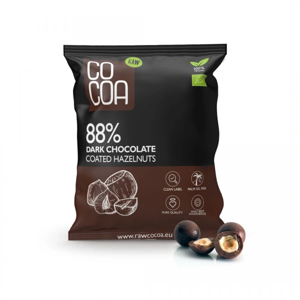 Cocoa orzechy laskowe w czekoladzie ciemnej 88 % bio 70 g