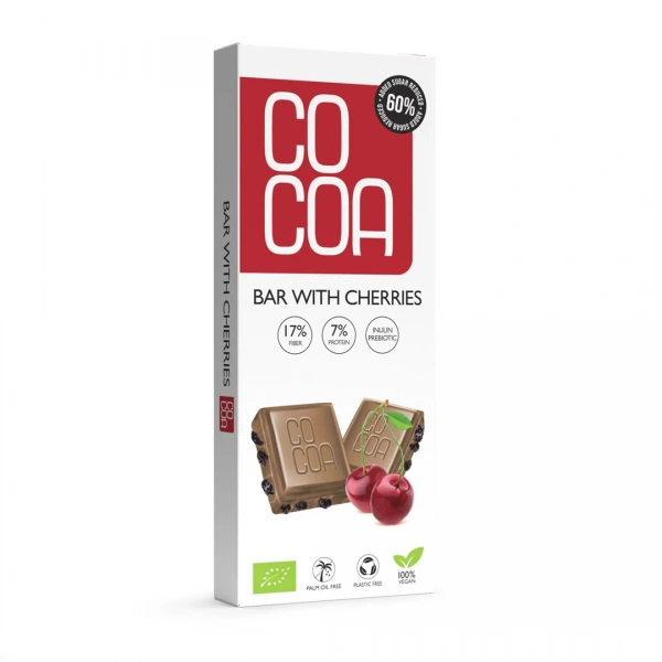 Cocoa tabliczka z wiśniami 60 % mniej cukru bio 40 g