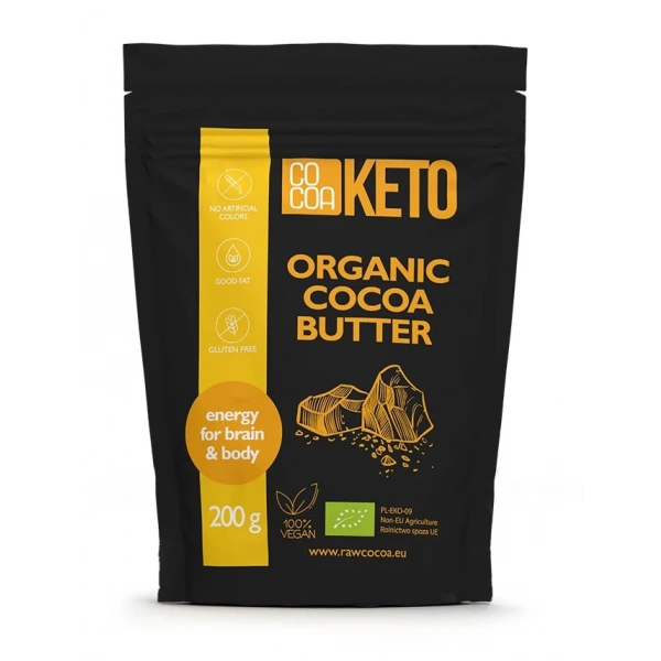 Cocoa tłuszcz kakaowy bezglutenowy keto bio 200 g