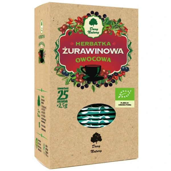 Dary natury herbatka żurawinowo  owocowa bio (25 x 2,5 g) 62,5 g