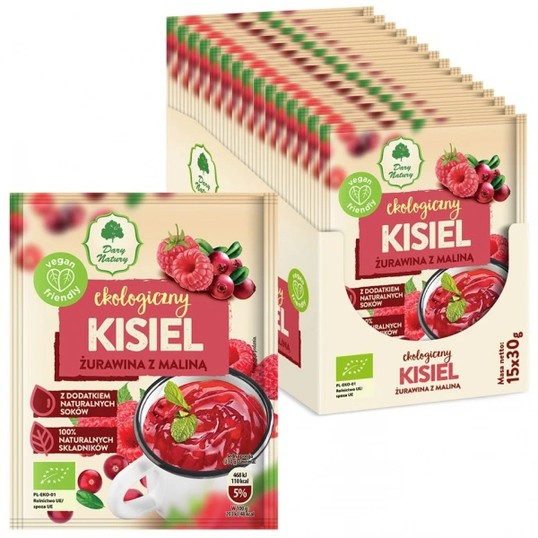 Dary natury kisiel instant żurawina z maliną bezglutenowy bio 30 g