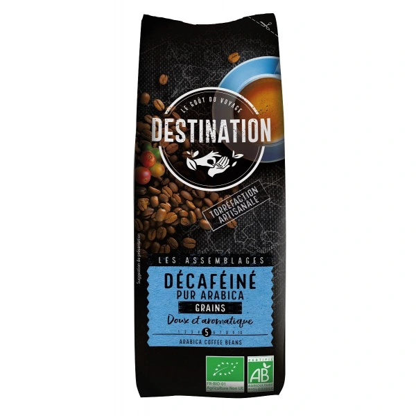 Destination kawa ziarnista bezkofeinowa arabica 100 % bio 250 g