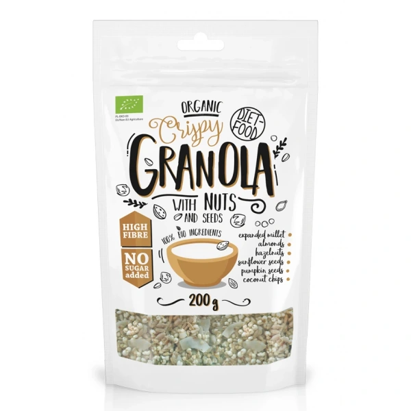 Diet-food granola z orzechami laskowymi i migdałami bio 200 g  diet