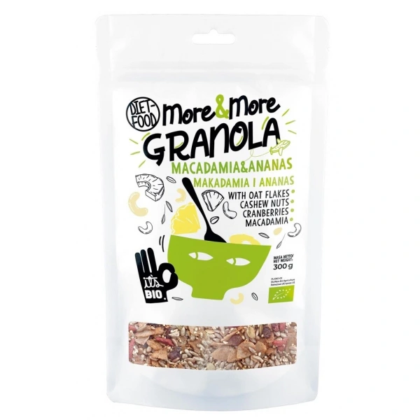 Diet-food granola z orzechami makadamia i ananasem bio 300 g  diet