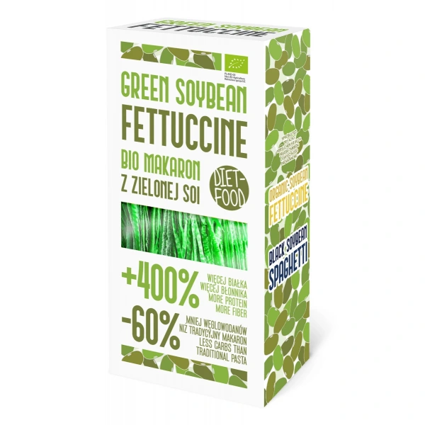Diet-food makaron proteinowy (z soi zielonej) fettuccine bezglutenowy bio 200 g  diet