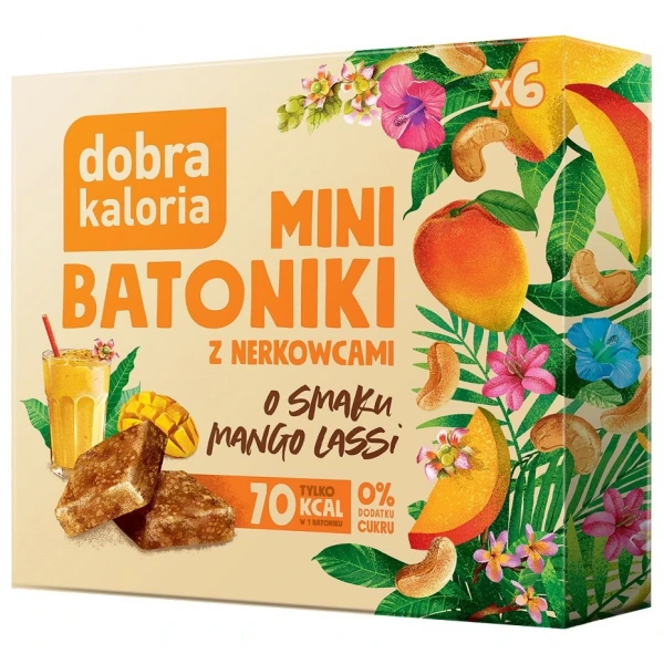 Dobra kaloria batoniki mini z nerkowców o smaku mango lassi bez dodatku cukrów (6 x 17 g) 102 g