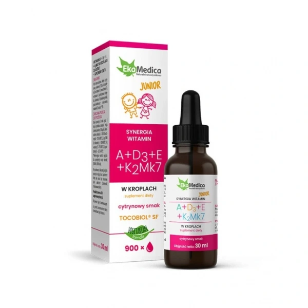 EkaMedica Witaminy Junior A+D3+E+K2Mk7 krople 30ml