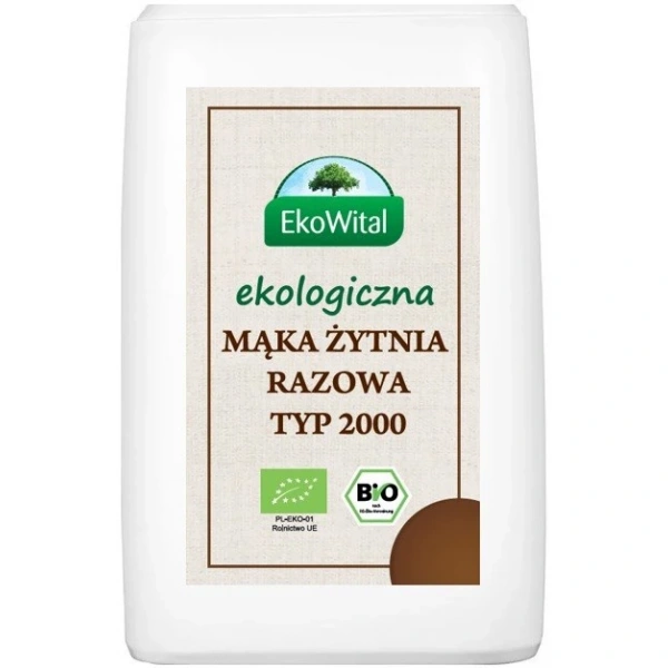 EKOWITAL Mąka żytnia razowa typ 2000 BIO 1 kg