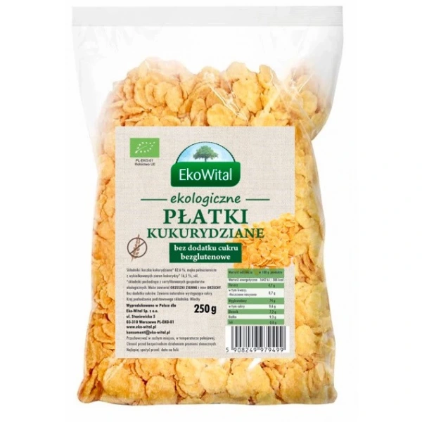 EKOWITAL Płatki kukurydziane bez dodatku cukru BEZGL. BIO 250 g