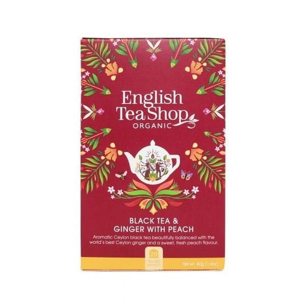 ENGLISH TEA SHOP Herbata czarna z imbirem i brzoskwinią ( 20X2) BIO 40g