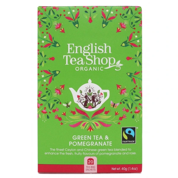 ENGLISH TEA SHOP Herbata zielona z granatem (20x2) BIO 40 g