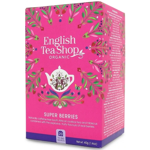 English tea shop herbatka z hibiskusem, rooibos, truskawkami, borówkami i malinami bio (20 x 2 g) 40 g