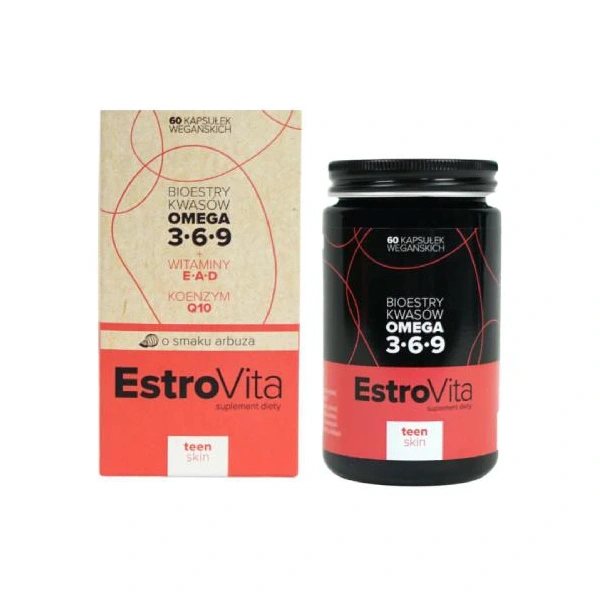 EstroVita Skin Teen Omega 3-6-9 o smaku arbuza 60 kapsułek