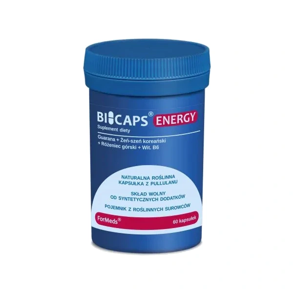 ForMeds Bicaps Energy żeń-szeń, guarana, różeniec górski 60 kapsułek wegańskich
