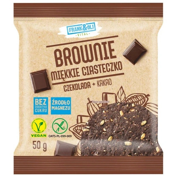 Frank&Oli Ciastko Miękkie Brownie z Czekoladą i Kakao 50g