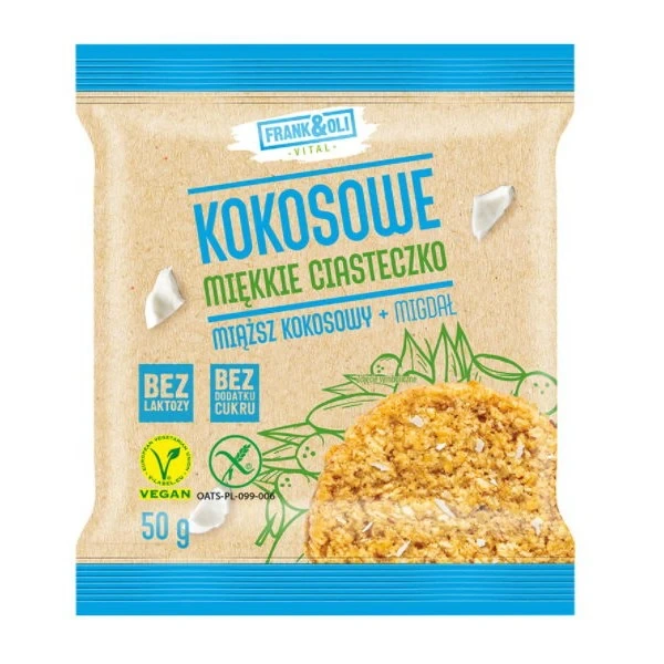 Frank&Oli Ciastko Miękkie Kokosowe z Migdałami 50g