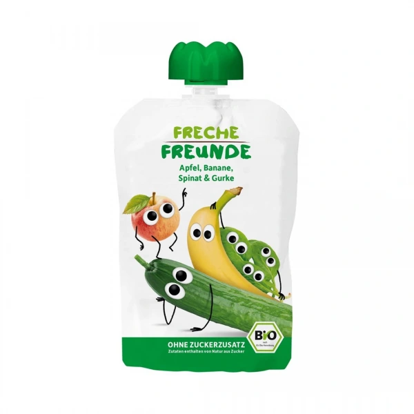 Freche freunde mus jabłko  banan  szpinak  ogórek bez dodatku cukrów bezglutenowy od 6 miesiąca bio 100 g