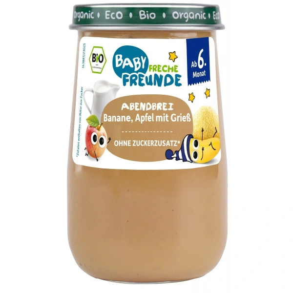 Freche freunde mus mleczny banan  semolina  jabłko bez dodatku cukrów od 6 miesiąca bio 190 g