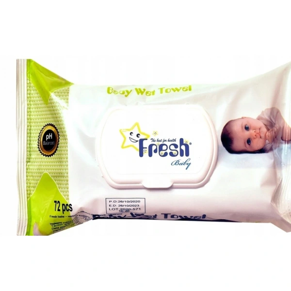 Fresh Baby Chusteczki nawilżane z klipsem zielone 72 sztuk