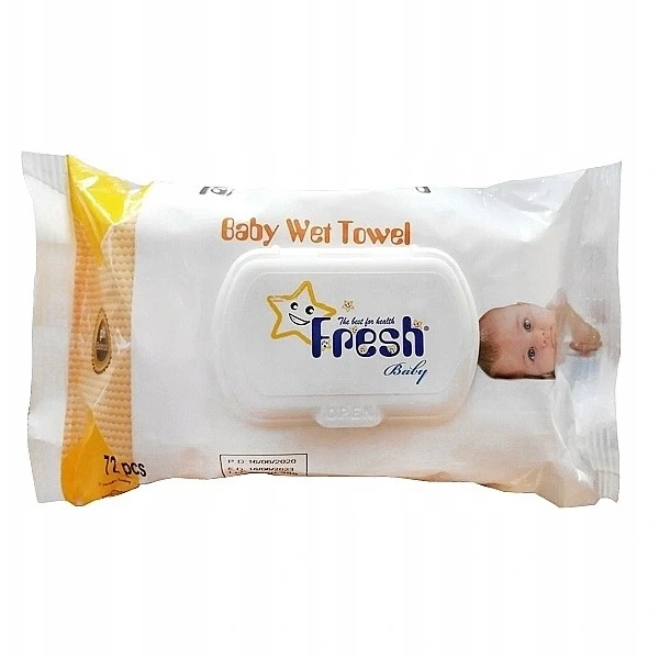 Fresh Baby Chusteczki nawilżane z klipsem żółte 72 sztuk