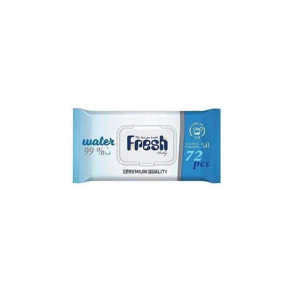 Fresh Baby Water 99% Chusteczki nawilżane z klipsem 72 sztuk